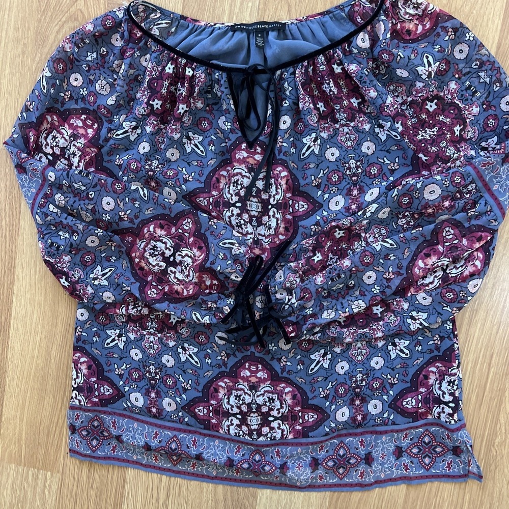 White House Black Market Women's‎ Top Size 8 Peasant Prairie Paisley Boho Chic